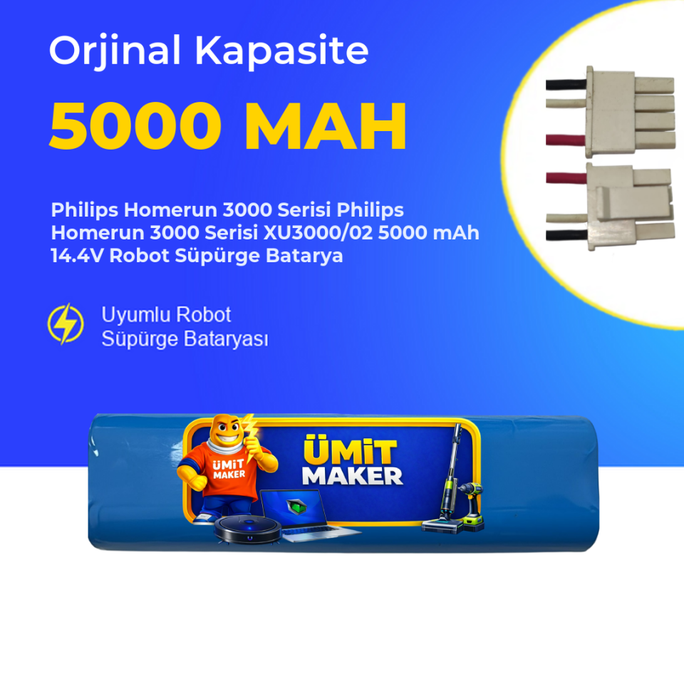 Philips Homerun 3000 Serisi Philips Homerun 3000 Serisi XU3000/02 5000 mAh 14.4V Robot Süpürge Batarya