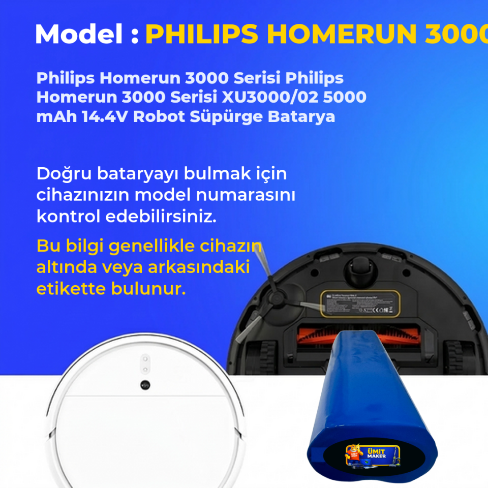 Philips Homerun 3000 Serisi Philips Homerun 3000 Serisi XU3000/02 5000 mAh 14.4V Robot Süpürge Batarya