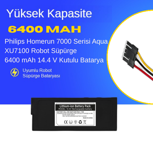 Philips Homerun 7000 Serisi Aqua XU7100 Robot Süpürge 6400 mAh 14.4 V Kutulu Batarya – Orjinal Uyumlu Uzun Ömürlü, Yüksek Performans Pil