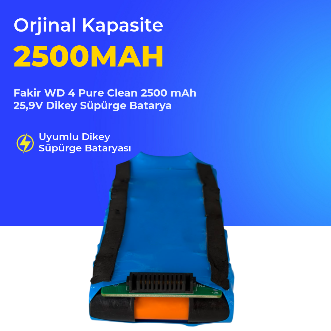 Fakir WD 4 Pure Clean Dikey Süpürge 2500 mAh 25.9V Batarya