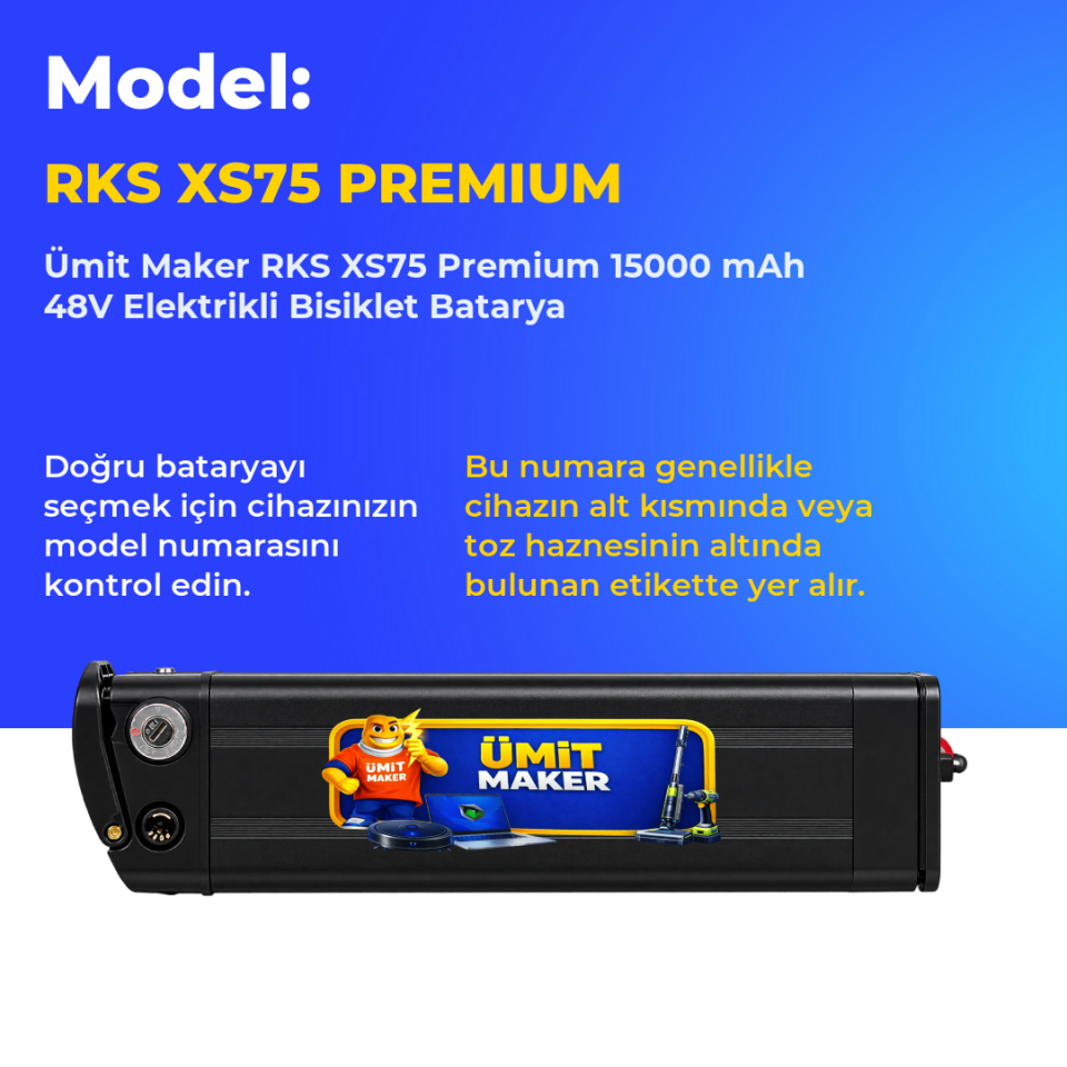 RKS XS75 Premium 15000 mAh 48V Elektrikli Bisiklet Batarya