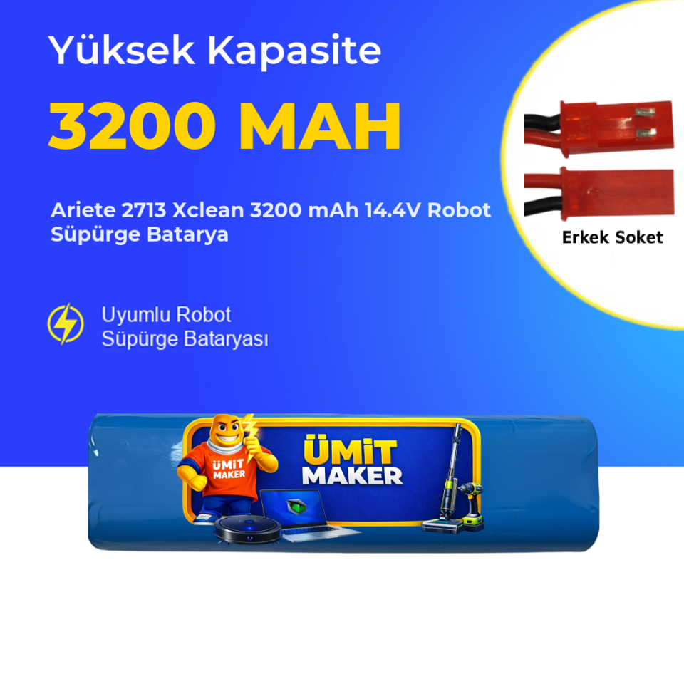 Ariete 2713 Xclean 3200 mAh 14.4V Robot Süpürge Batarya