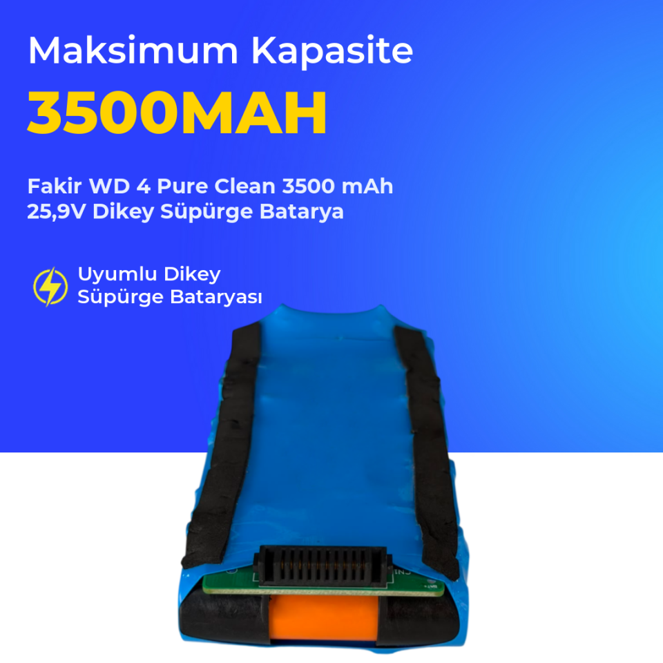 Fakir WD 4 Pure Clean Dikey Süpürge 3500 mAh 25.9V Batarya