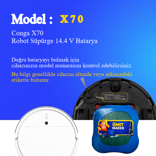 Conga X70 Robot Süpürge 6400 mAh Batarya