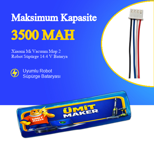 Xiaomi Mi Vacuum Mop 2 Robot Süpürge 3500 mAh 14.4 V  Batarya – Orjinal Uyumlu Uzun Ömürlü, Yüksek Performans Pil