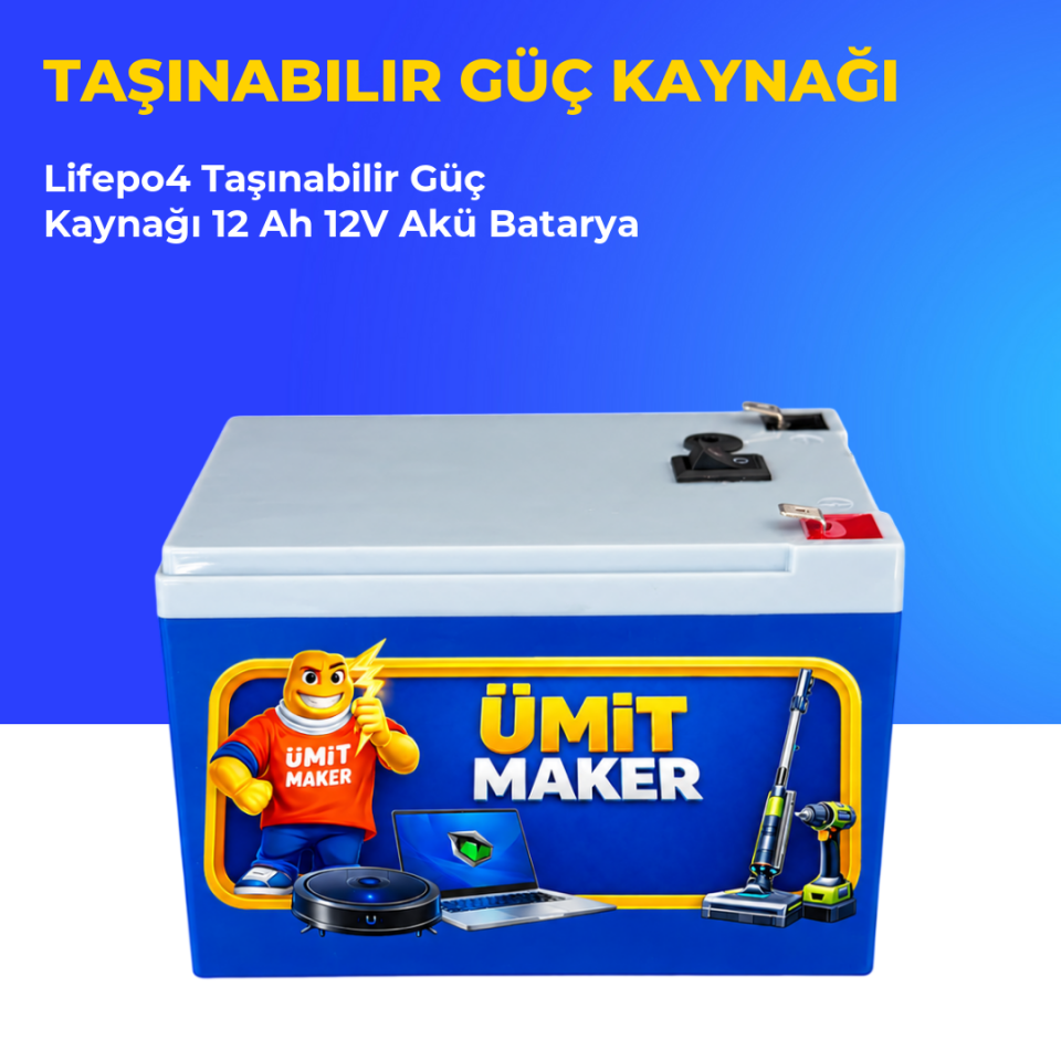 Lifepo4 Taşınabilir Güç Kaynağı 12 Ah 12V Akü Batarya