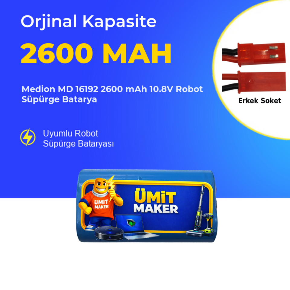 Medion MD 16192 2600 mAh 10.8V Robot Süpürge Batarya