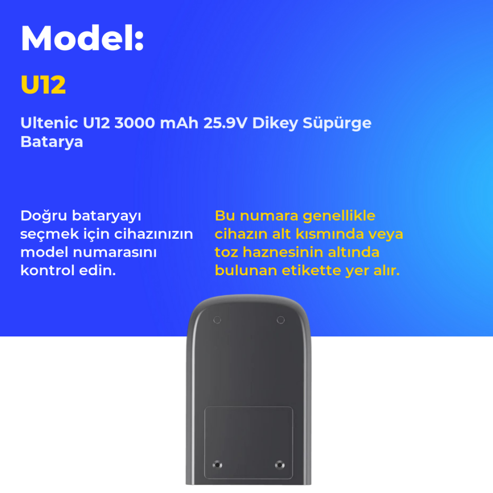 Ultenic U12 3000 mAh 25.9V Dikey Süpürge Batarya