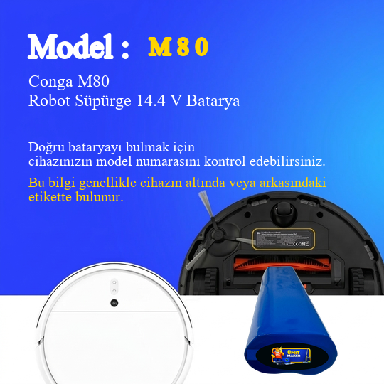 Conga M80 Robot Süpürge 5000 mAh Batarya