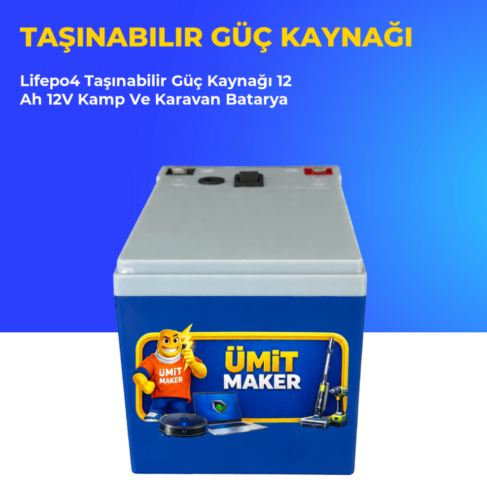 Lifepo4 Taşınabilir Güç Kaynağı 12 Ah 12V Kamp Ve Karavan Batarya