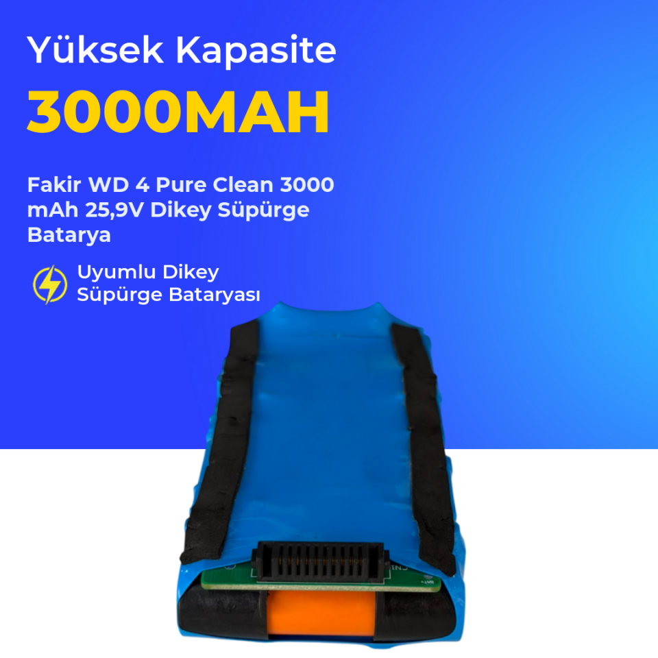 Fakir WD 4 Pure Clean Dikey Süpürge 3000 mAh 25.9V Batarya
