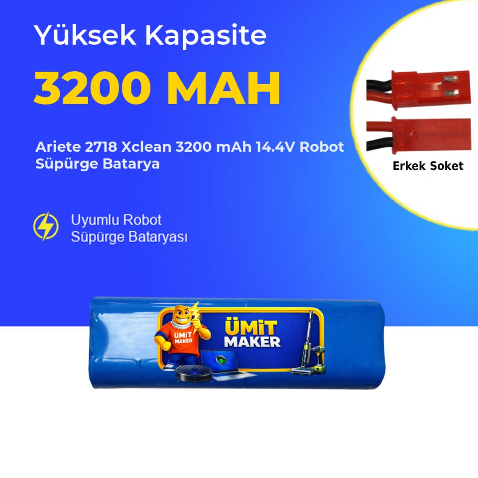Ariete 2718 Xclean 3200 mAh 14.4V Robot Süpürge Batarya