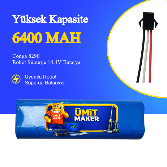 Conga 8290 Robot Süpürge 6400 mAh Batarya