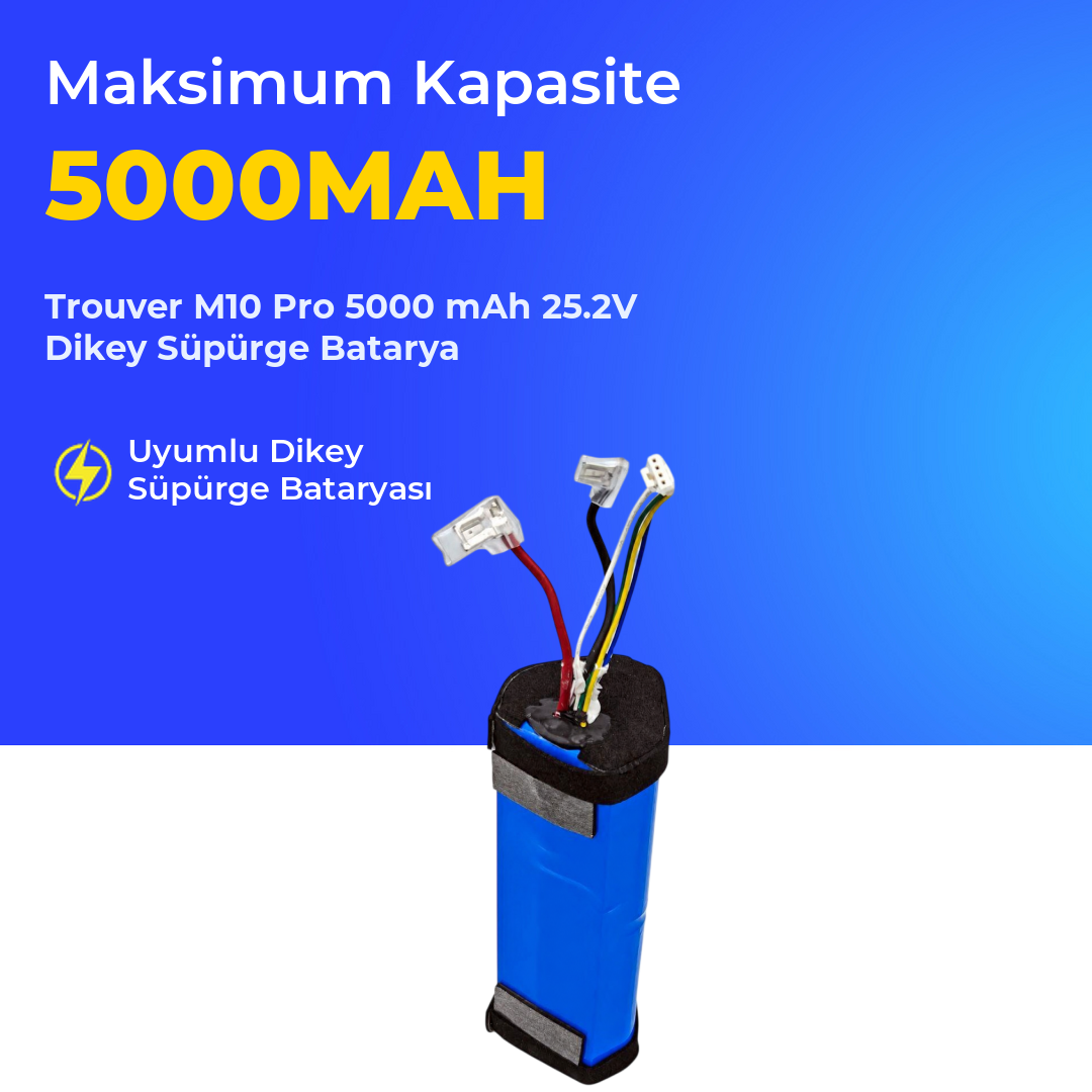 Trouver M10 Pro 5000 mAh 25.2V Dikey Süpürge Batarya