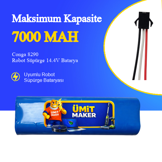 Conga 8290 Robot Süpürge 7000 mAh Batarya