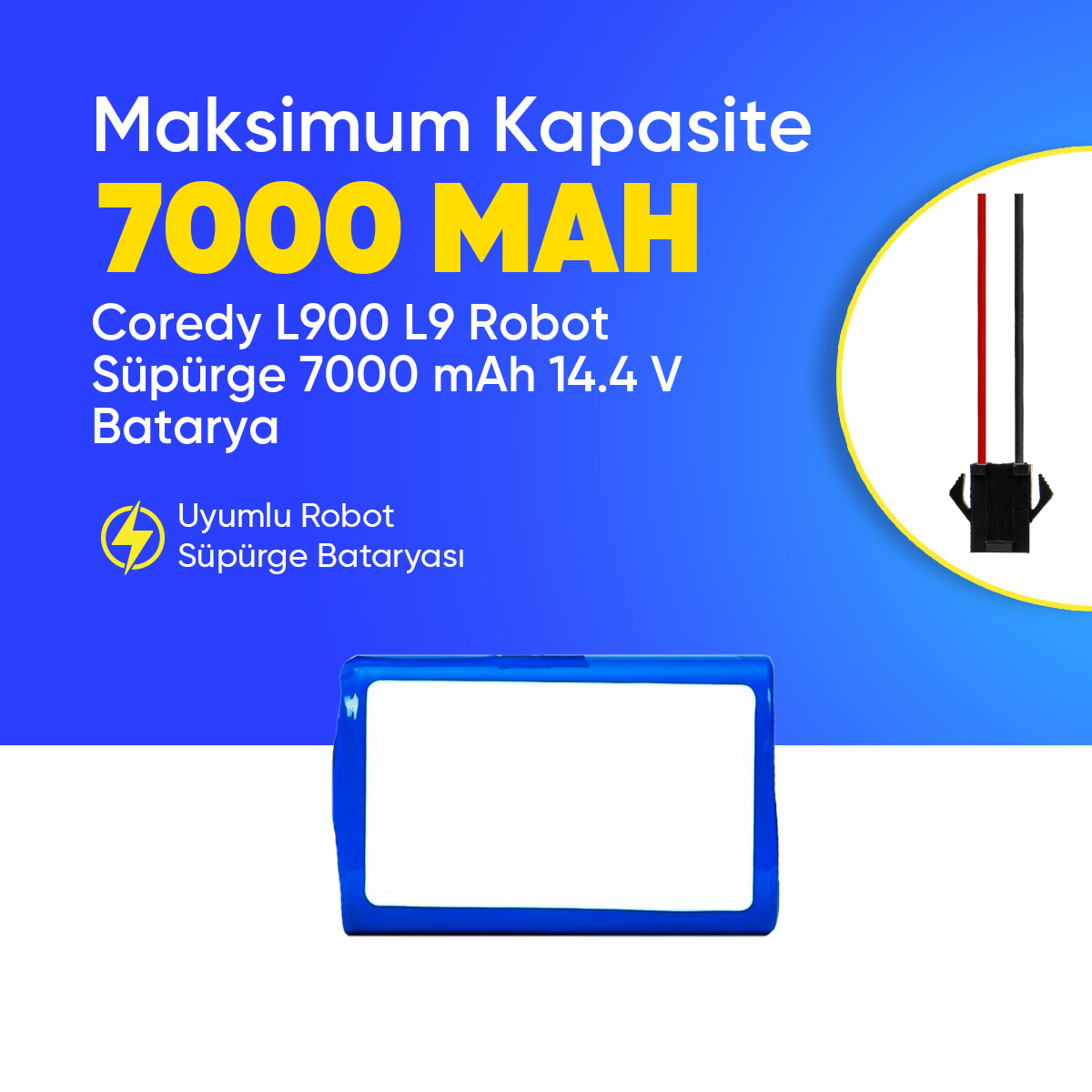 Coredy L900 L9 Robot Süpürge 7000 mAh 14.4 V  Batarya – Orjinal Uyumlu Uzun Ömürlü, Yüksek Performans Pil