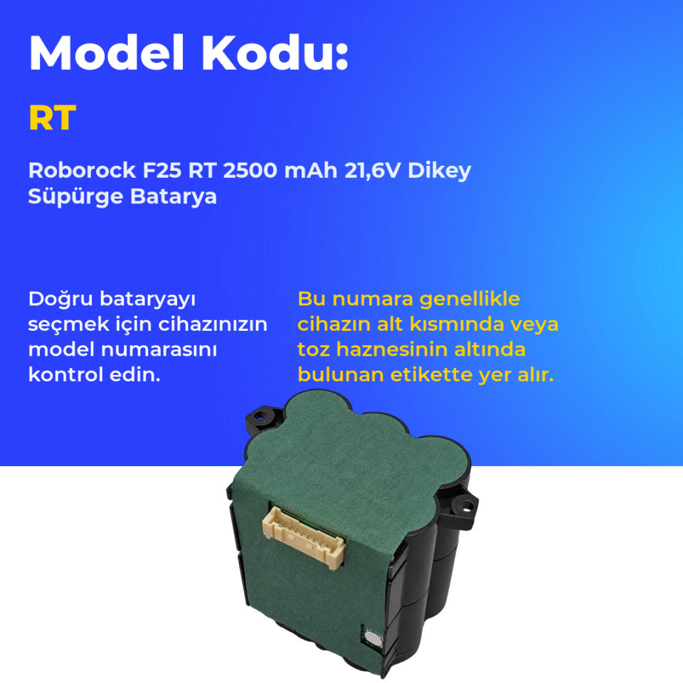 Roborock F25 RT 2500 mAh 21,6V Dikey Süpürge Batarya