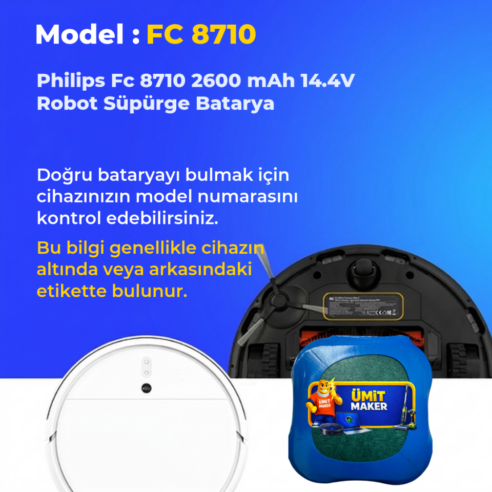 Philips Fc 8710 2600 mAh 14.4V Robot Süpürge Batarya