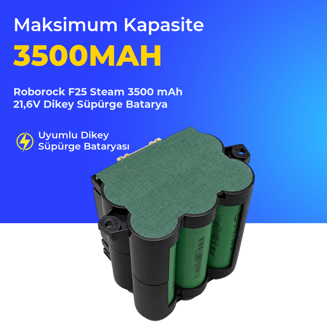 Roborock F25 Steam 3500 mAh 21,6V Dikey Süpürge Batarya