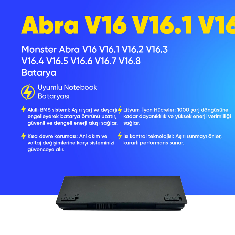 Monster Abra V16 V16.1 V16.2 V16.3 V16.4 V16.5 V16.6 V16.7 V16.8 Batarya
