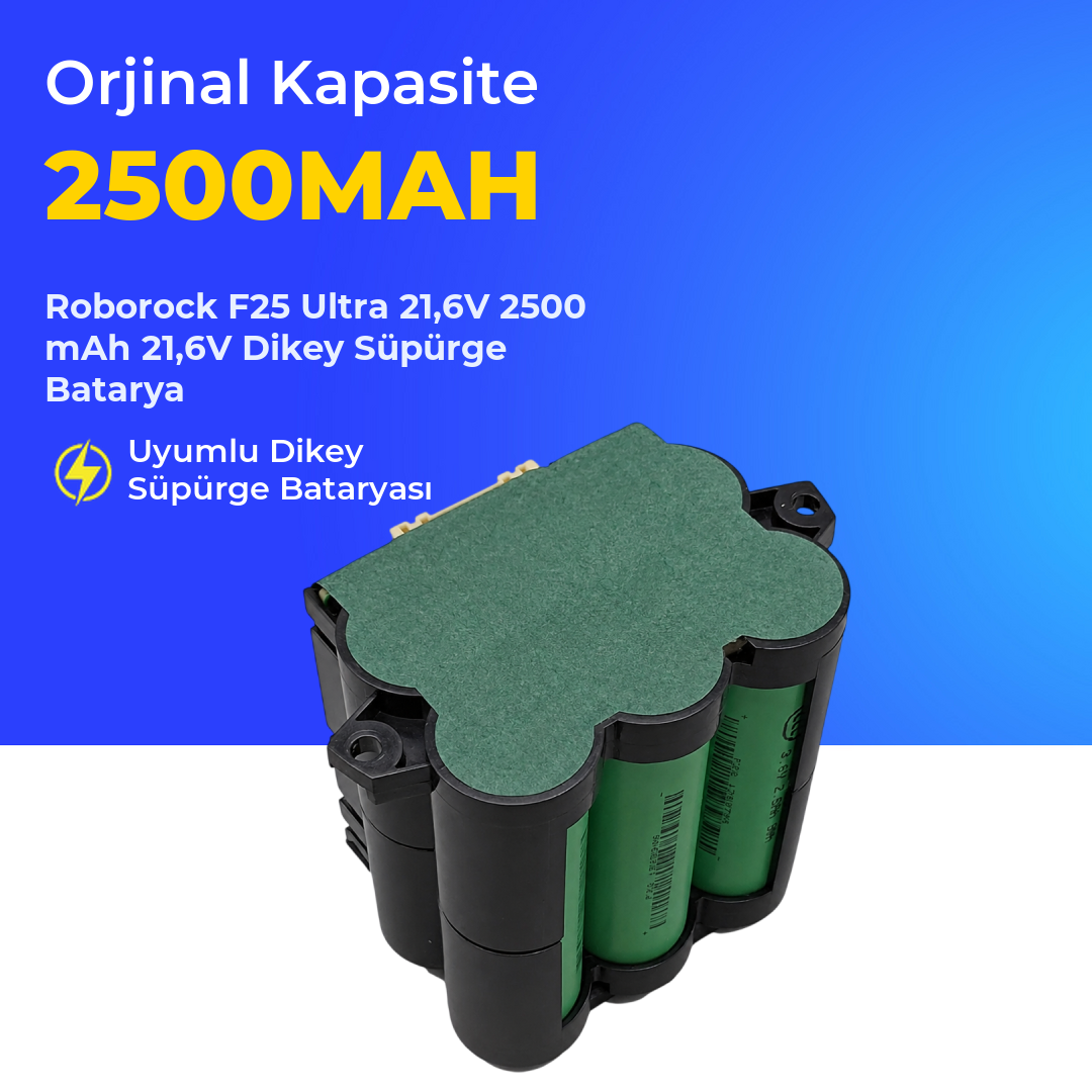 Roborock F25 Ultra 21,6V 2500 mAh 21,6V Dikey Süpürge Batarya