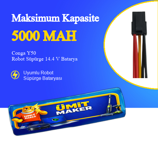 Conga Y50 Robot Süpürge 5000 mAh Batarya