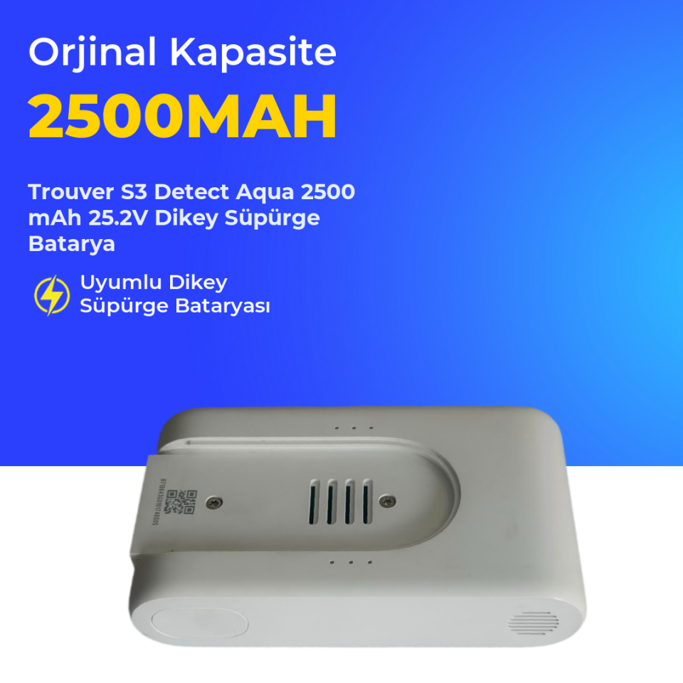 Trouver S3 Detect Aqua 2500 mAh 25.2V Dikey Süpürge Batarya