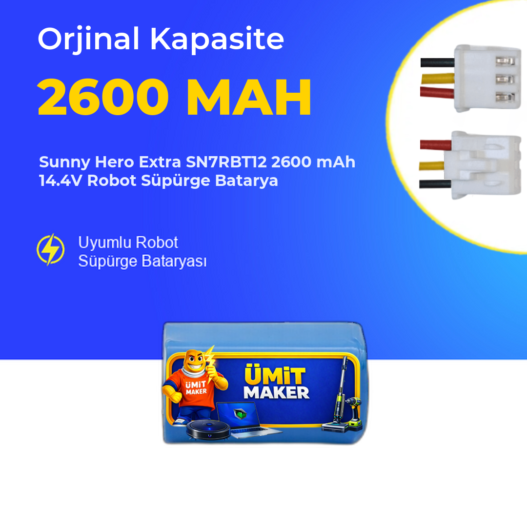 Sunny Hero Extra SN7RBT12 2600 mAh 14.4V Robot Süpürge Batarya