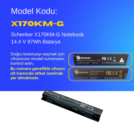 Schenker X170KM-G Notebook 14.4 V 97Wh Batarya – Orjinal Uyumlu, Yüksek Performanslı