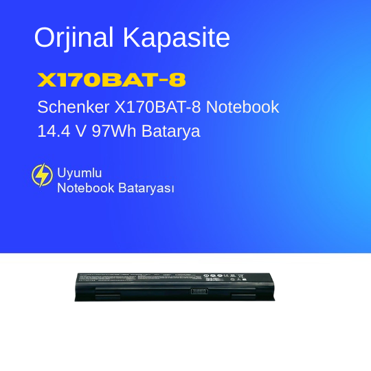 Schenker X170BAT-8 Notebook 14.4 V 97Wh Batarya – Orjinal Uyumlu, Yüksek Performanslı