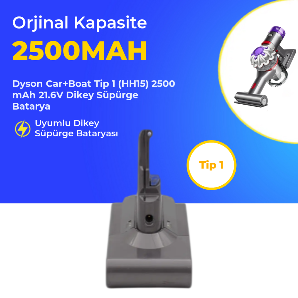 Dyson Car+Boat Tip 1 (HH15) 2500 mAh 21.6V Dikey Süpürge Batarya