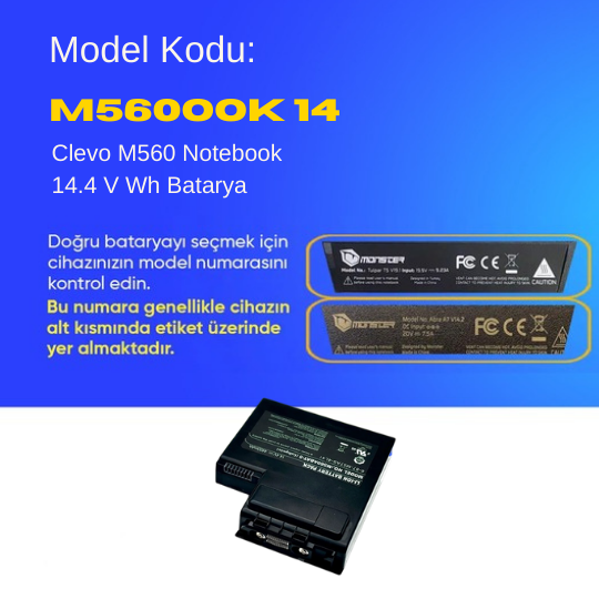 Clevo M560 Notebook 14.4 V Wh Batarya – Orjinal Uyumlu, Yüksek Performanslı