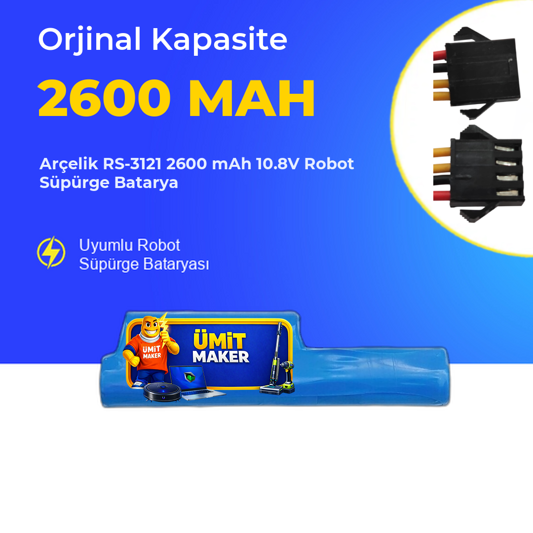 Arçelik RS-3121 2600 mAh 10.8V Robot Süpürge Batarya