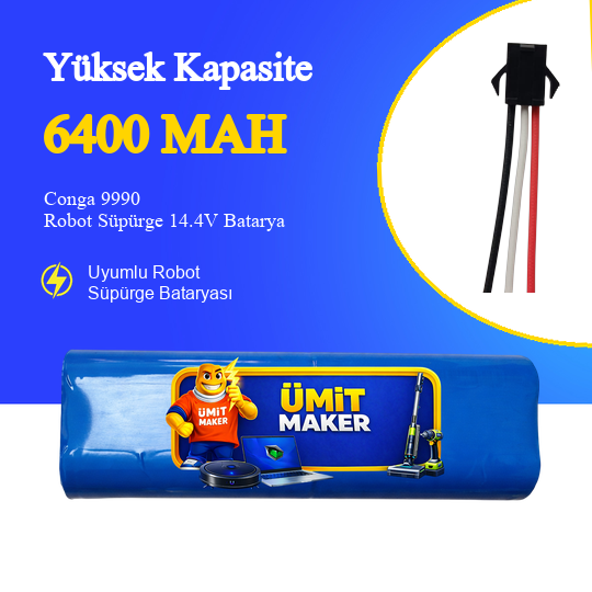 Conga 9990 Robot Süpürge 6400 mAh Batarya