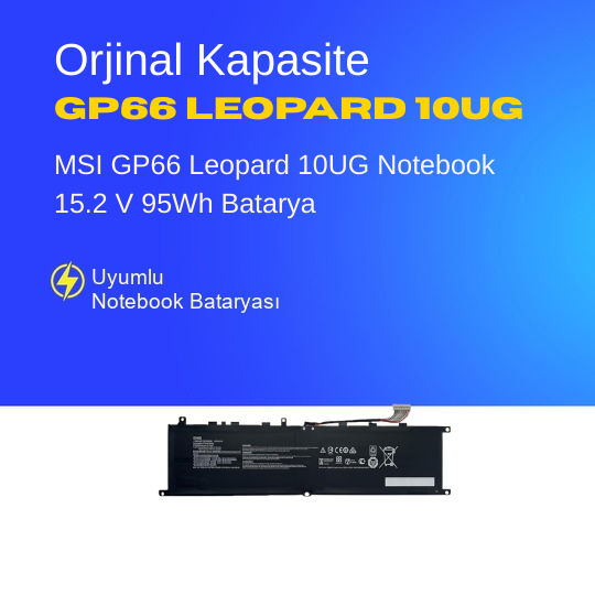 MSI GP66 Leopard 10UG Notebook 15.2 V 95Wh Batarya – Orjinal Uyumlu, Yüksek Performanslı