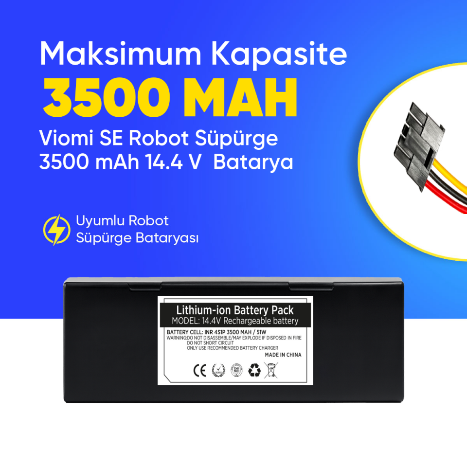 Viomi SE Robot Süpürge 3500 mAh 14.4 V  Batarya – Orjinal Uyumlu Uzun Ömürlü, Yüksek Performans Pil