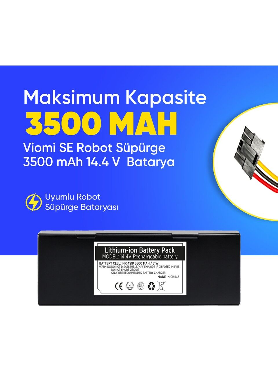 Viomi SE Robot Süpürge 3500 mAh 14.4 V  Batarya – Orjinal Uyumlu Uzun Ömürlü, Yüksek Performans Pil