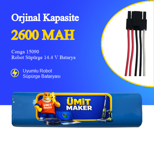 Conga 15090 Robot Süpürge 2600 mAh Batarya