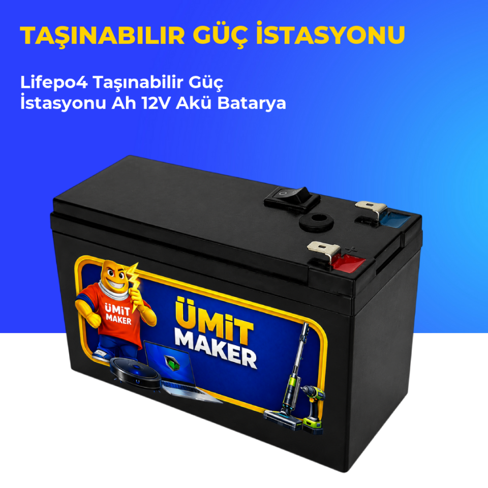 Lifepo4 Taşınabilir Güç İstasyonu 5 Ah 12V Akü Batarya