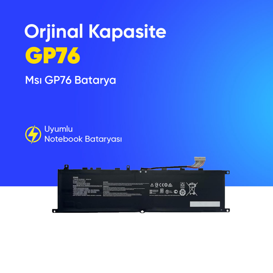 Msı GP76 Batarya Pil – Yüksek Performanslı, Uzun Ömürlü, Orijinal Uyumlu Güç Kaynağı