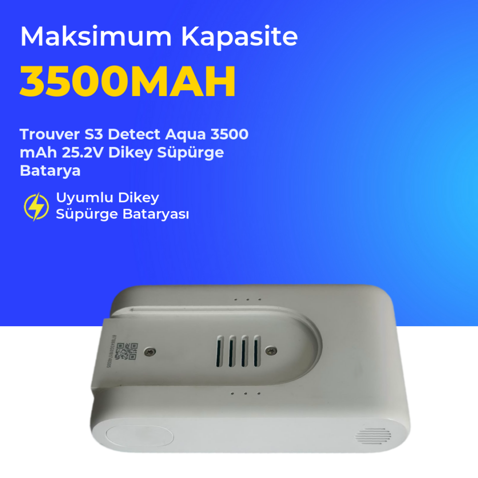 Trouver S3 Detect Aqua 3500 mAh 25.2V Dikey Süpürge Batarya