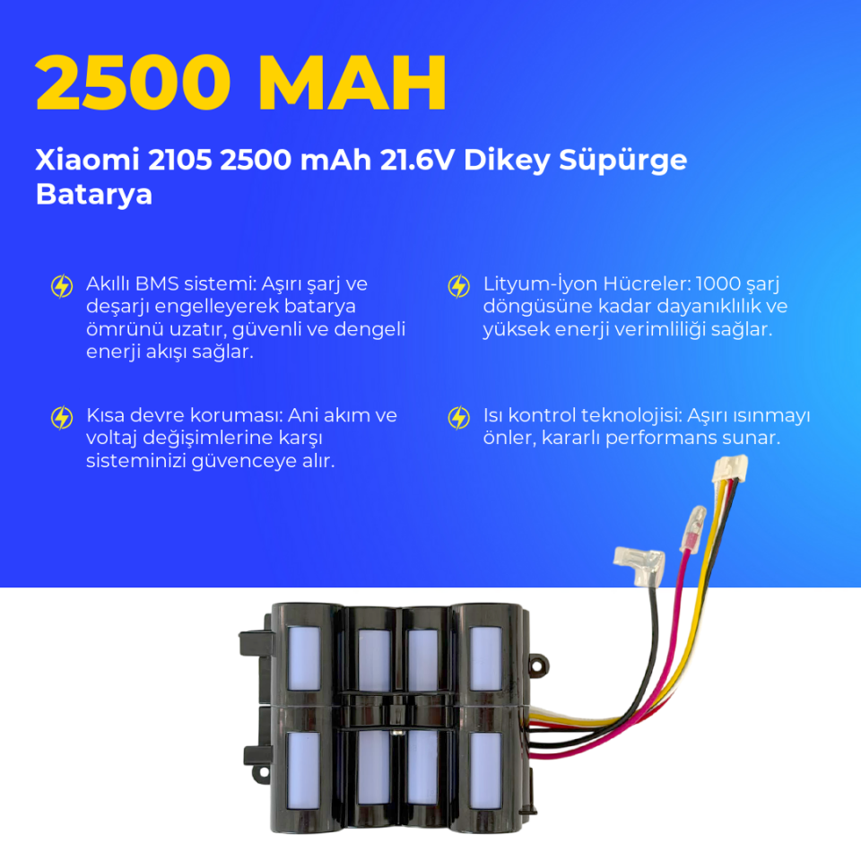 Xiaomi 2105 2500 mAh 21.6V Dikey Süpürge Batarya