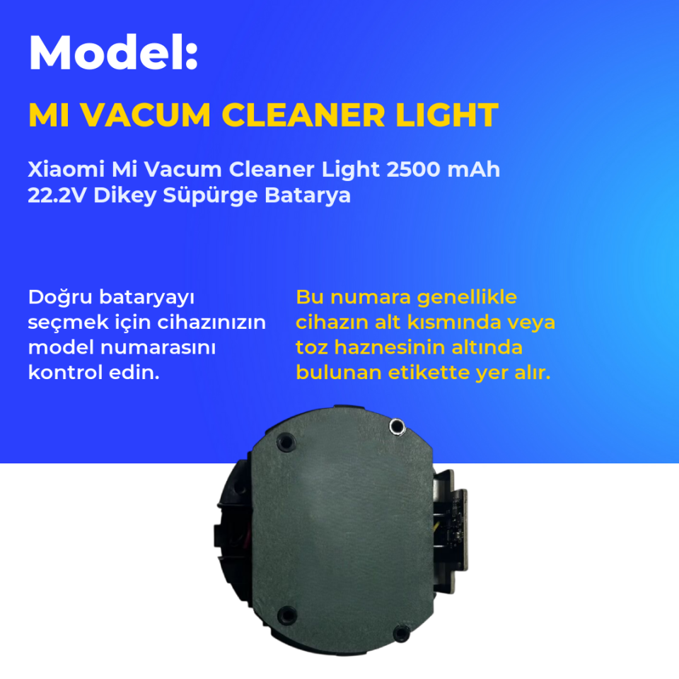 Xiaomi Mi Vacum Cleaner Light 2500 mAh 22.2V Dikey Süpürge Batarya