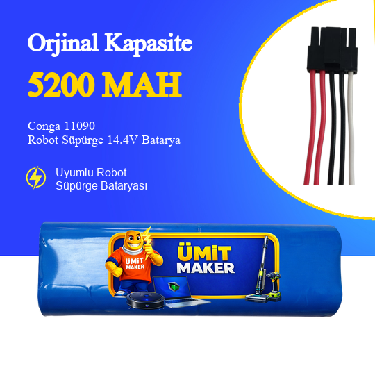 Conga 11090 Robot Süpürge 5200 mAh Batarya