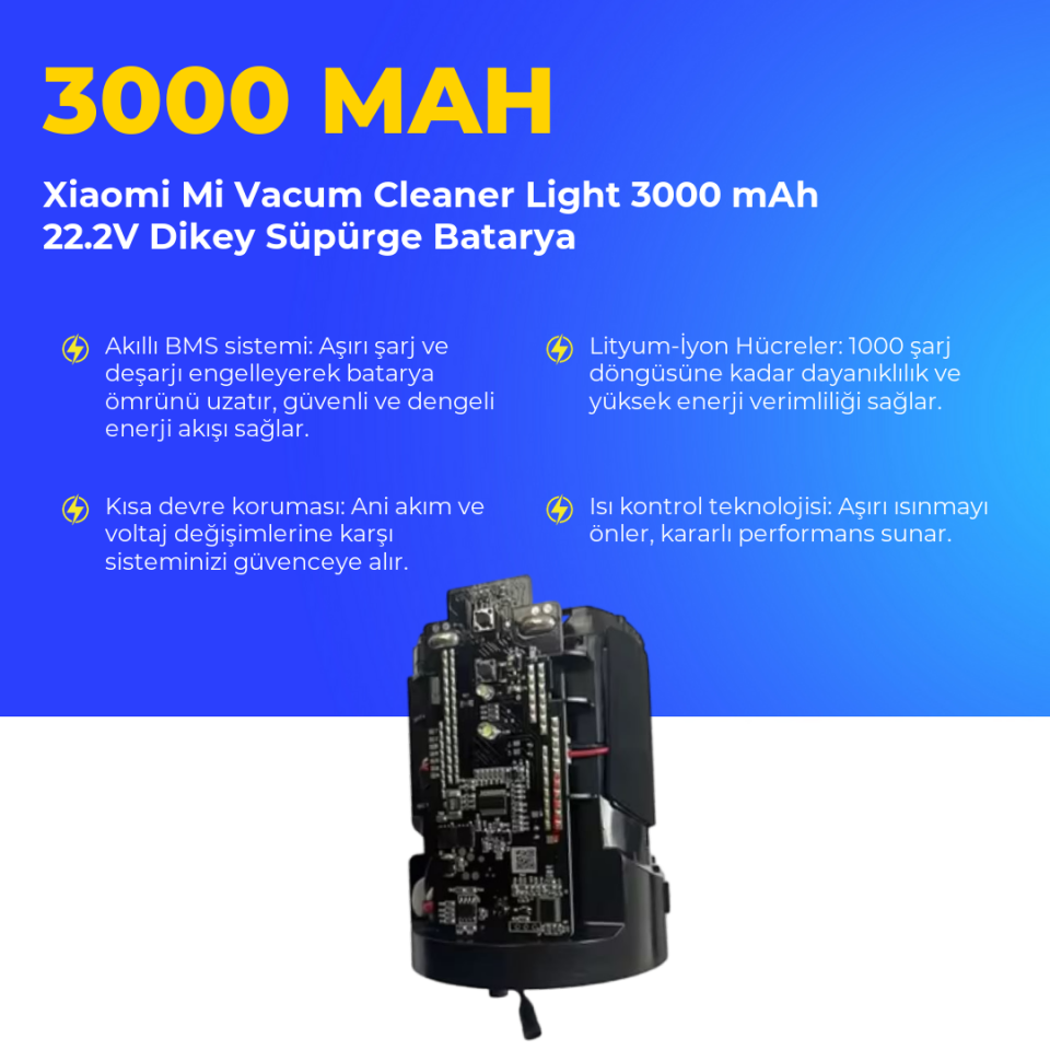 Xiaomi Mi Vacum Cleaner Light 3000 mAh 22.2V Dikey Süpürge Batarya