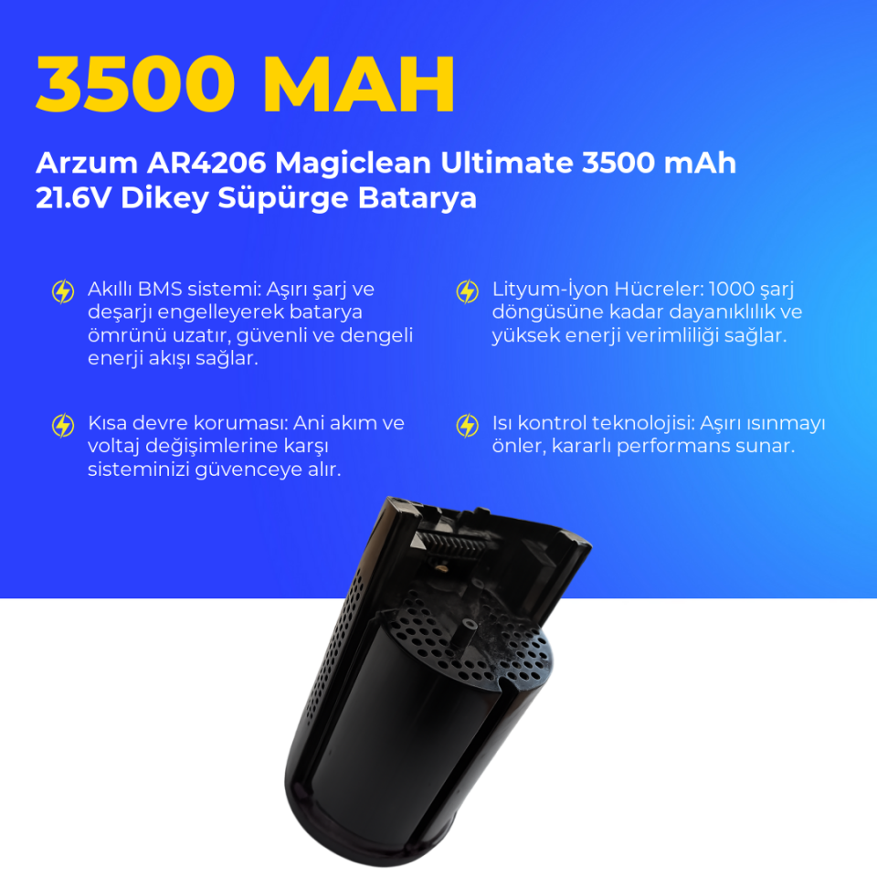 Arzum AR4206 Magiclean Ultimate 3500 mAh 21.6V Dikey Süpürge Batarya