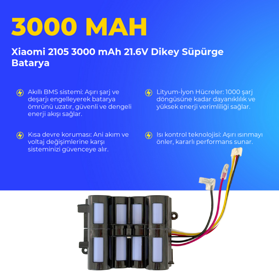 Xiaomi 2105 3000 mAh 21.6V Dikey Süpürge Batarya