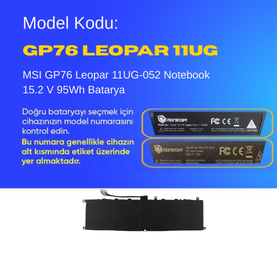 MSI GP76 Leopard Notebook 15.2 V 95Wh Batarya – Orjinal Uyumlu, Yüksek Performanslı
