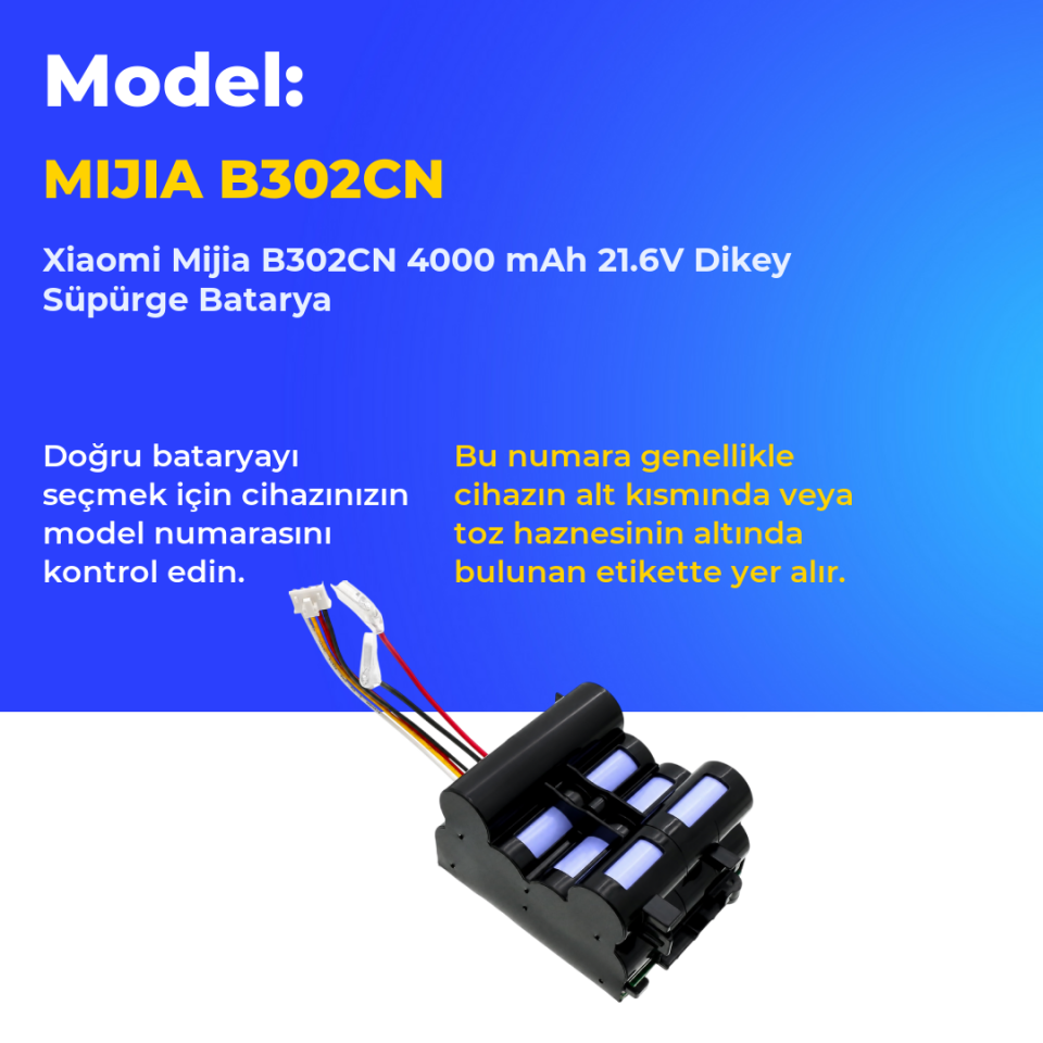 Xiaomi Mijia B302CN 4000 mAh 21.6V Dikey Süpürge Batarya