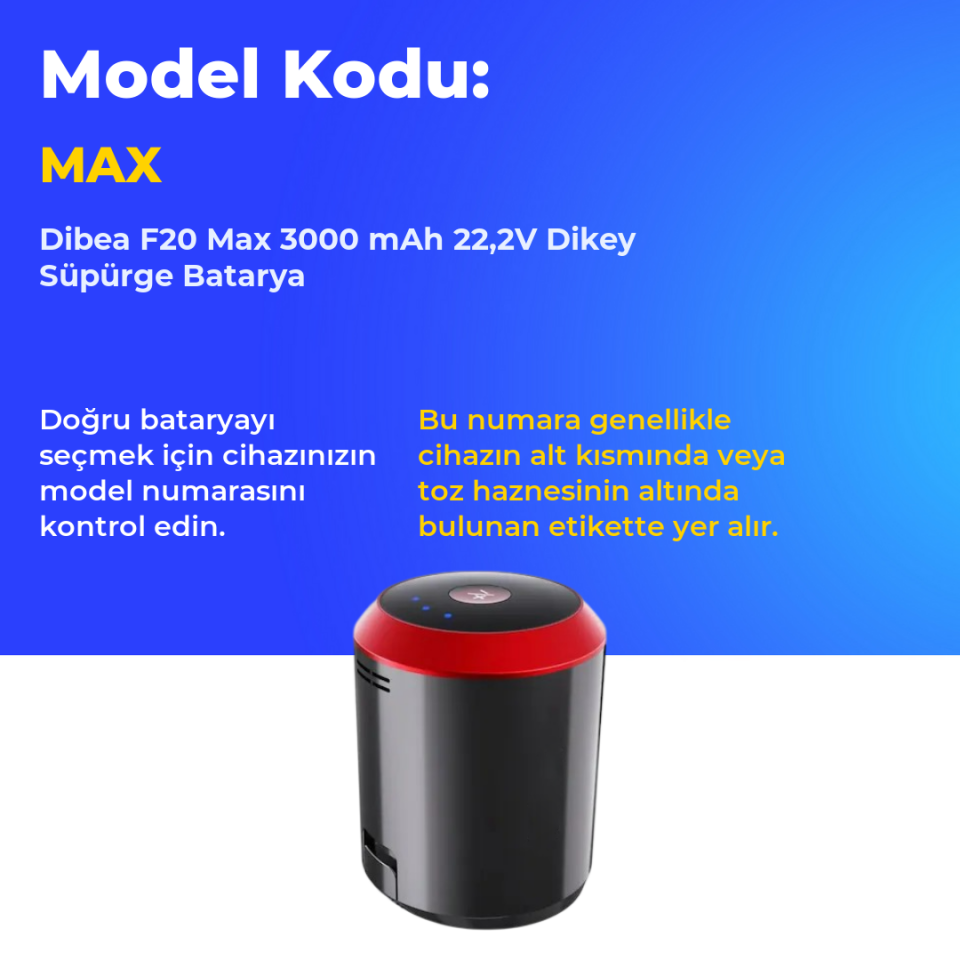 Dibea F20 Max 3000 mAh 22,2V Dikey Süpürge Batarya